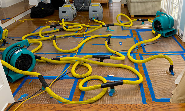 Professional Flood Damage Restoration technician working in Caroline, WI